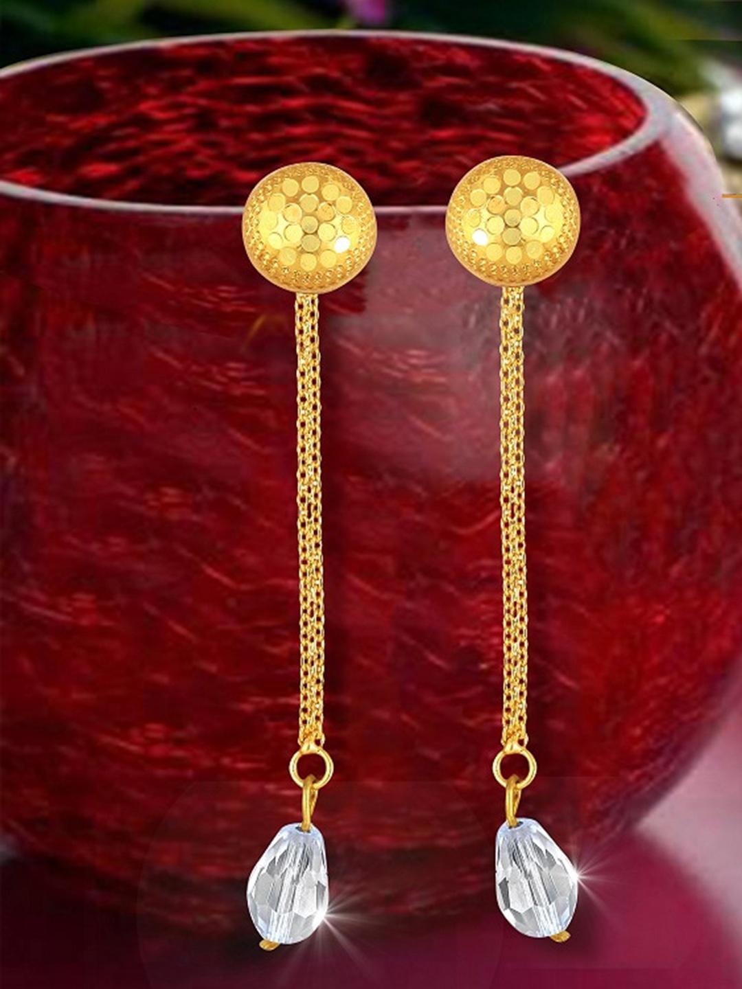 

Vighnaharta Gold Plated Floral Drop Earrings