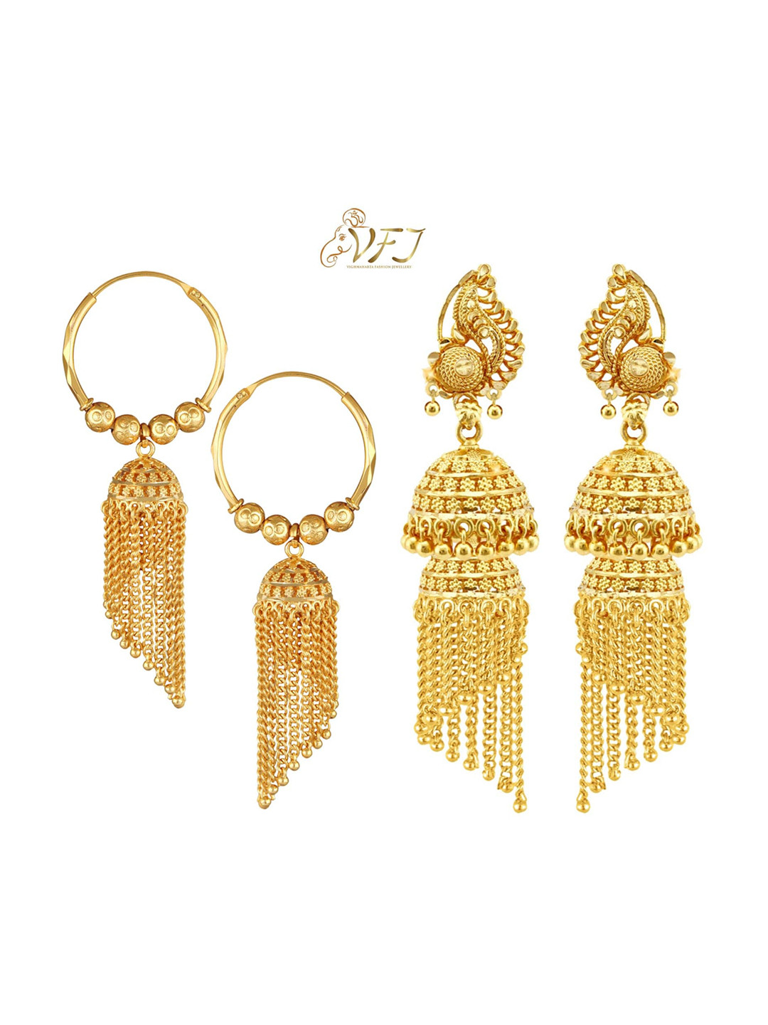 

Vighnaharta Set Of 2 Gold-Plated Jhumkas