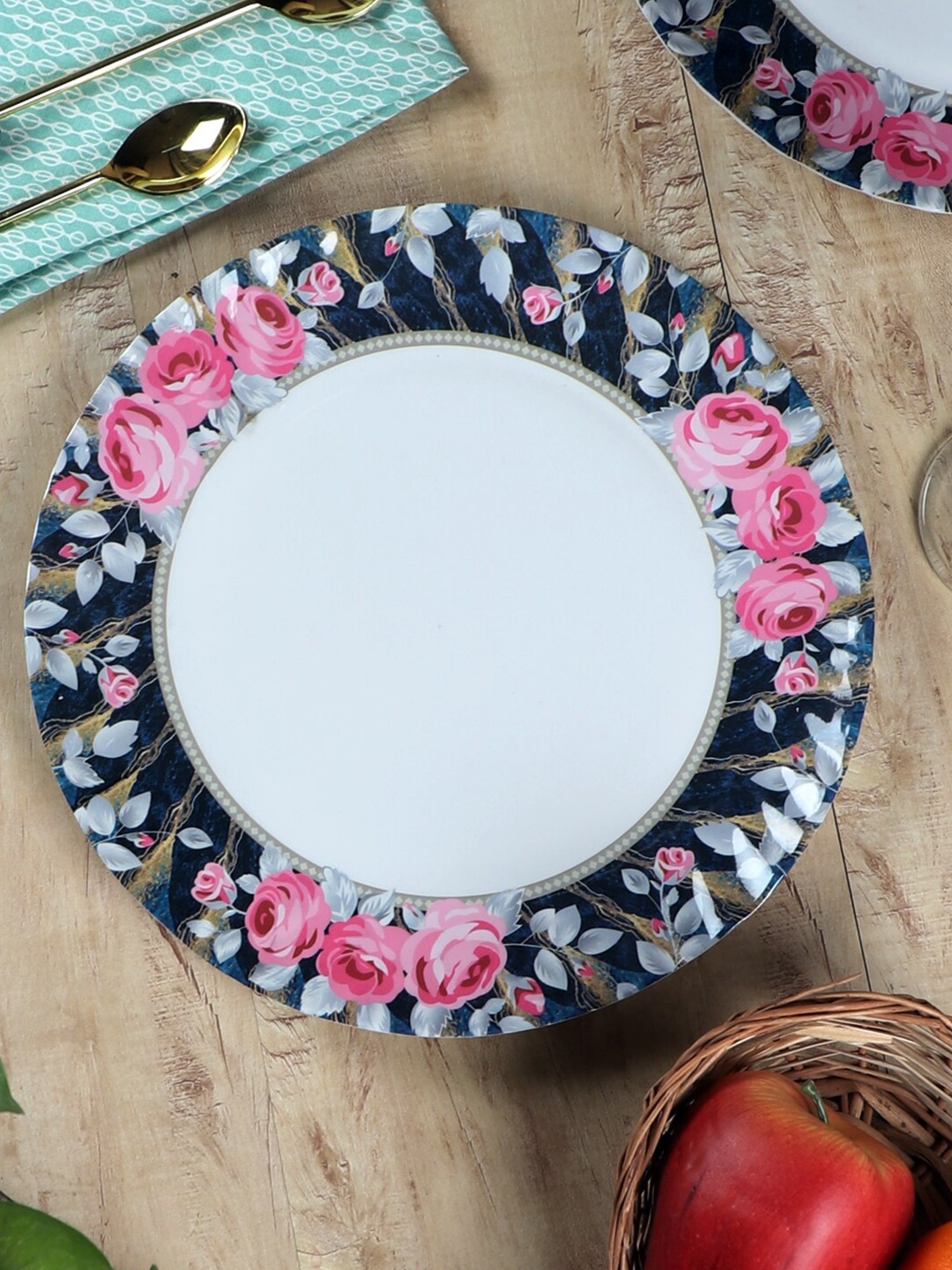 

CDI White & Pink 6 Pieces Printed Melamine Glossy Plates