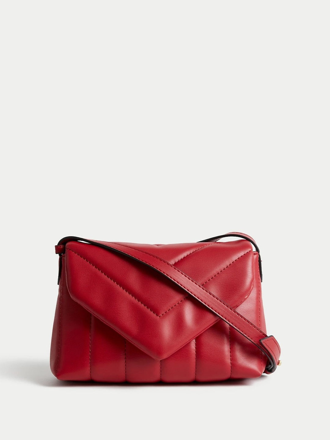 

Marks & Spencer Quilted PU Structured Sling Bag, Red