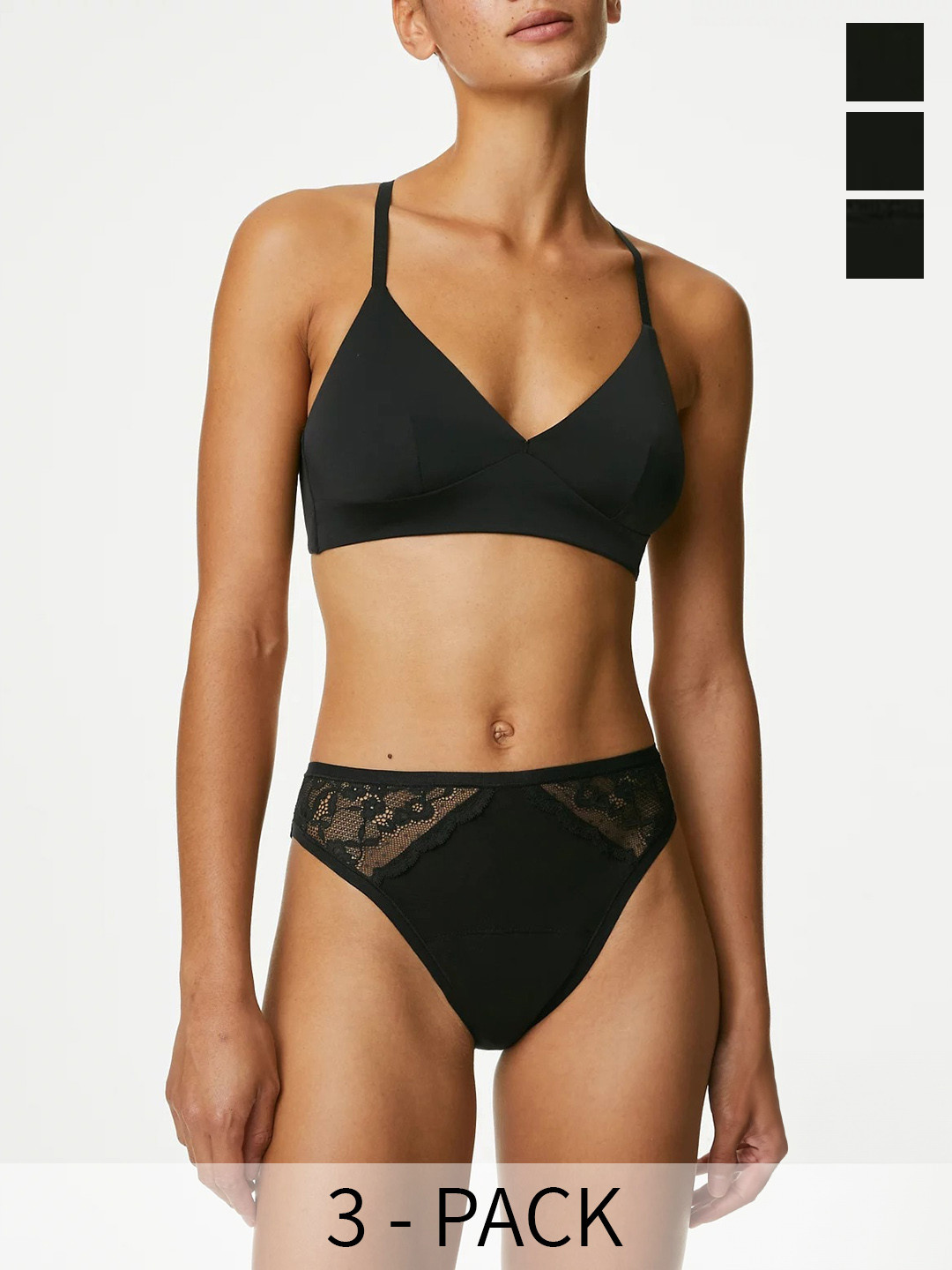 

Marks & Spencer Pack Of 3 Mid-Rise Basic Briefs, Black
