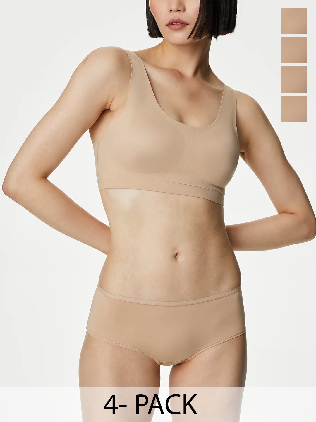

Marks & Spencer Pack Of 5 Mid-Rise Basic Briefs, Beige