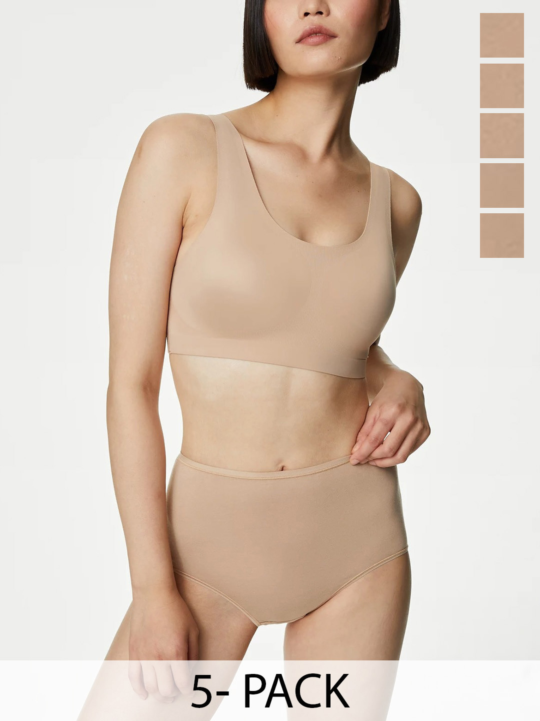 

Marks & Spencer Pack Of 5 High-Rise Basic Briefs, Beige
