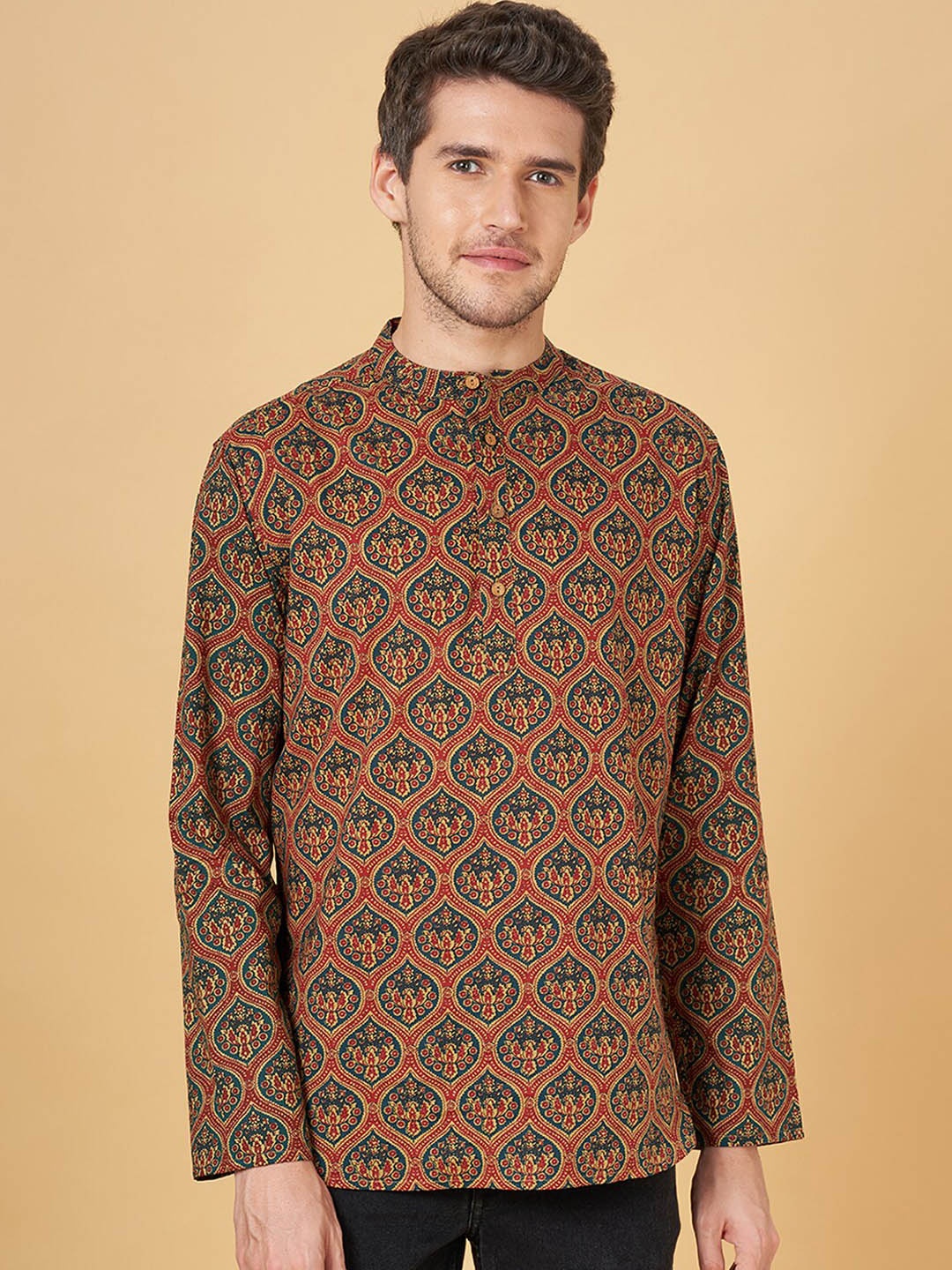 

YU by Pantaloons Ethnic Motifs Printed Cotton Kurta, Red