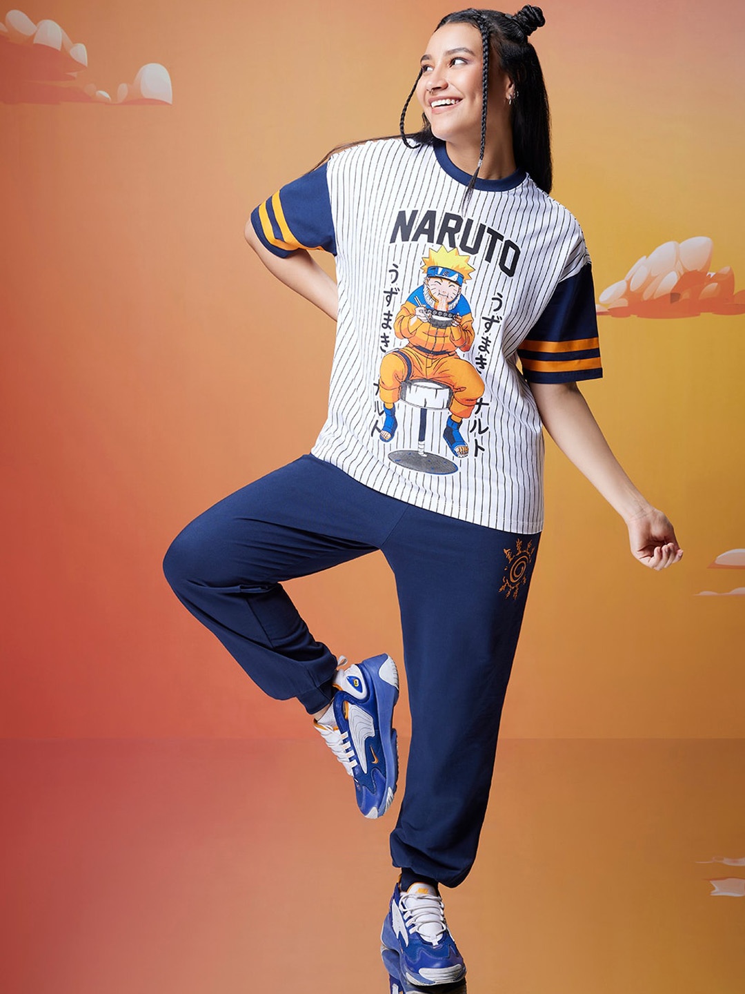 

Bewakoof Naruto Printed Pure Cotton T-Shirt With Joggers, Blue