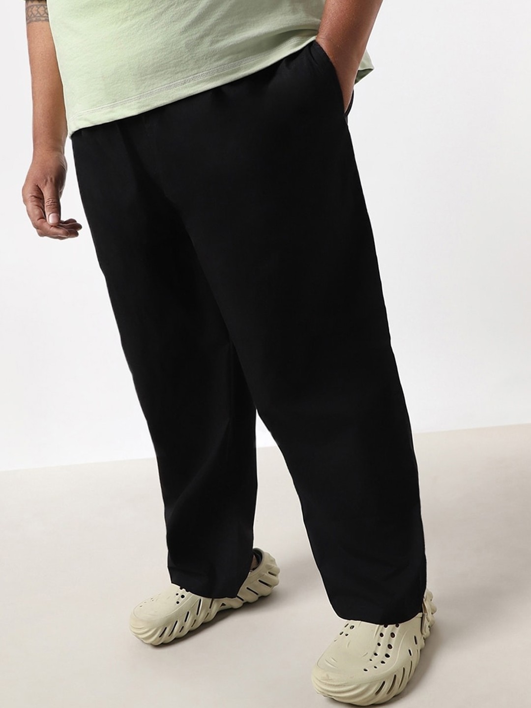 

Bewakoof Plus Plus Size Men Cotton Lounge Pants, Black