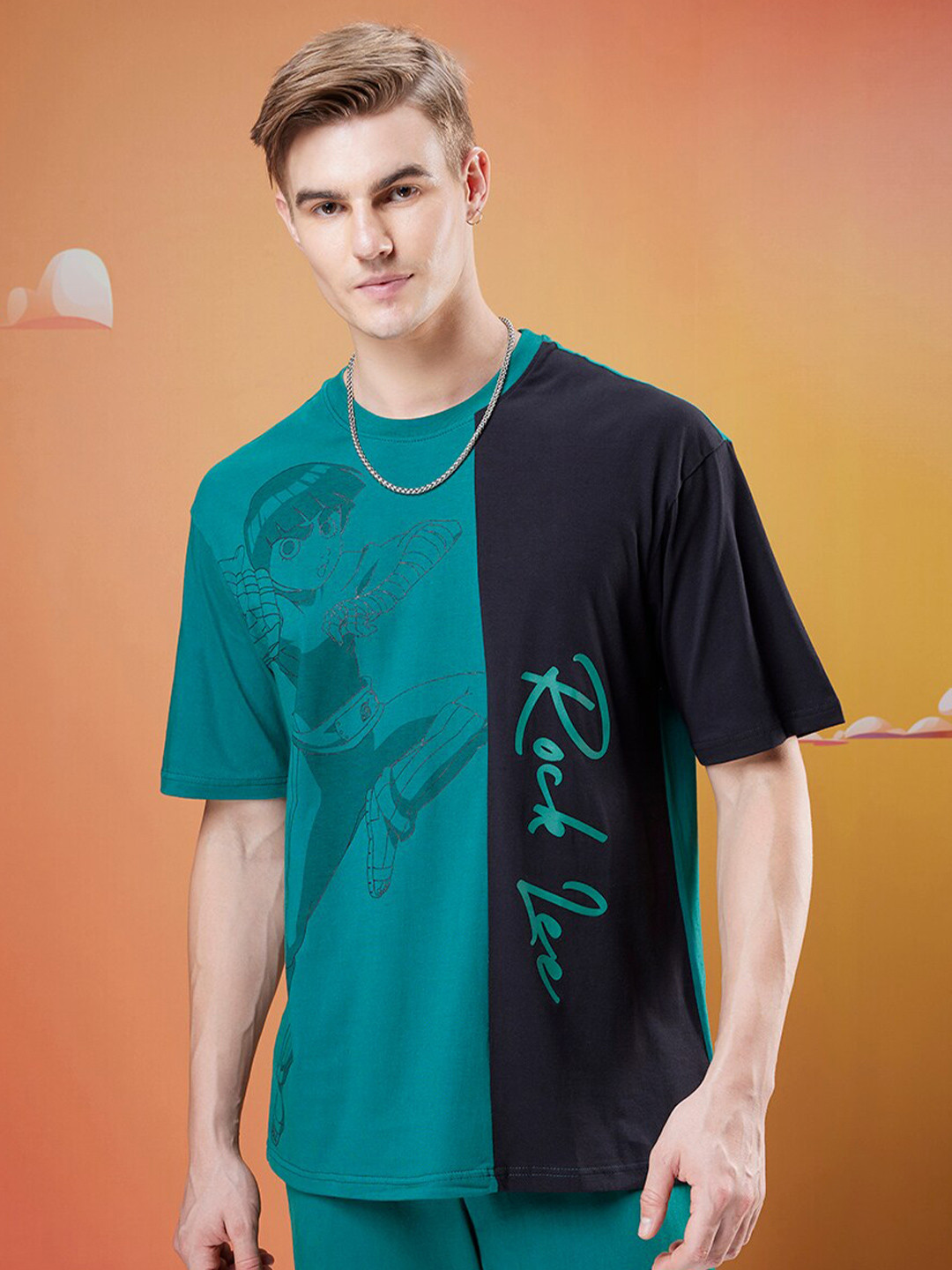 

Bewakoof Naruto Printed Oversized Cotton T-shirt, Black