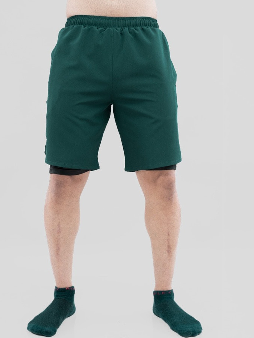 

Athflex Men Mid Rise Sports Shorts, Green