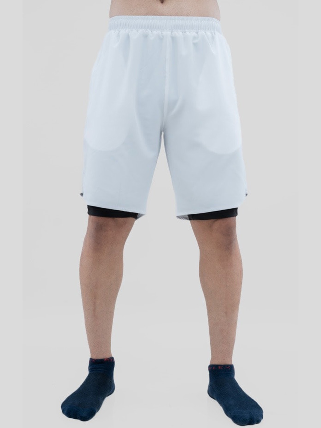 

Athflex Men Mid-Rise Sports Shorts, White
