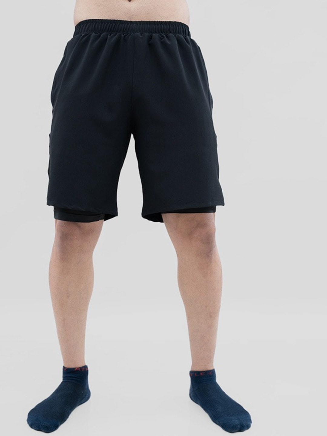 

Athflex Men Mid Rise Sports Shorts, Black