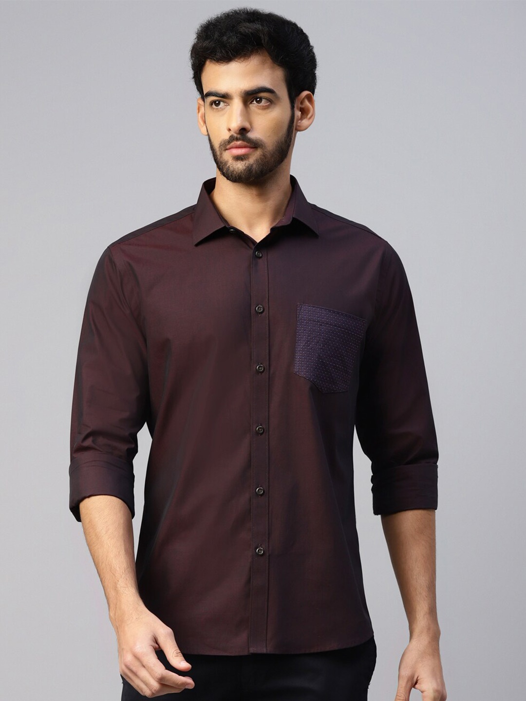 

DON VINO Comfort Spread Collar Cotton Casual Shirt, Purple