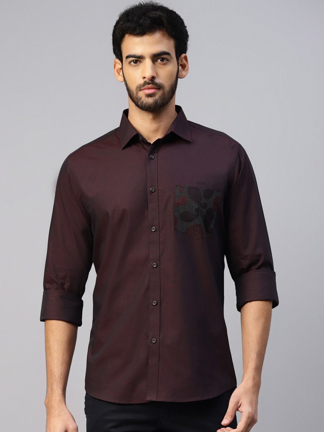 

DON VINO Comfort Spread Collar Cotton Casual Shirt, Purple