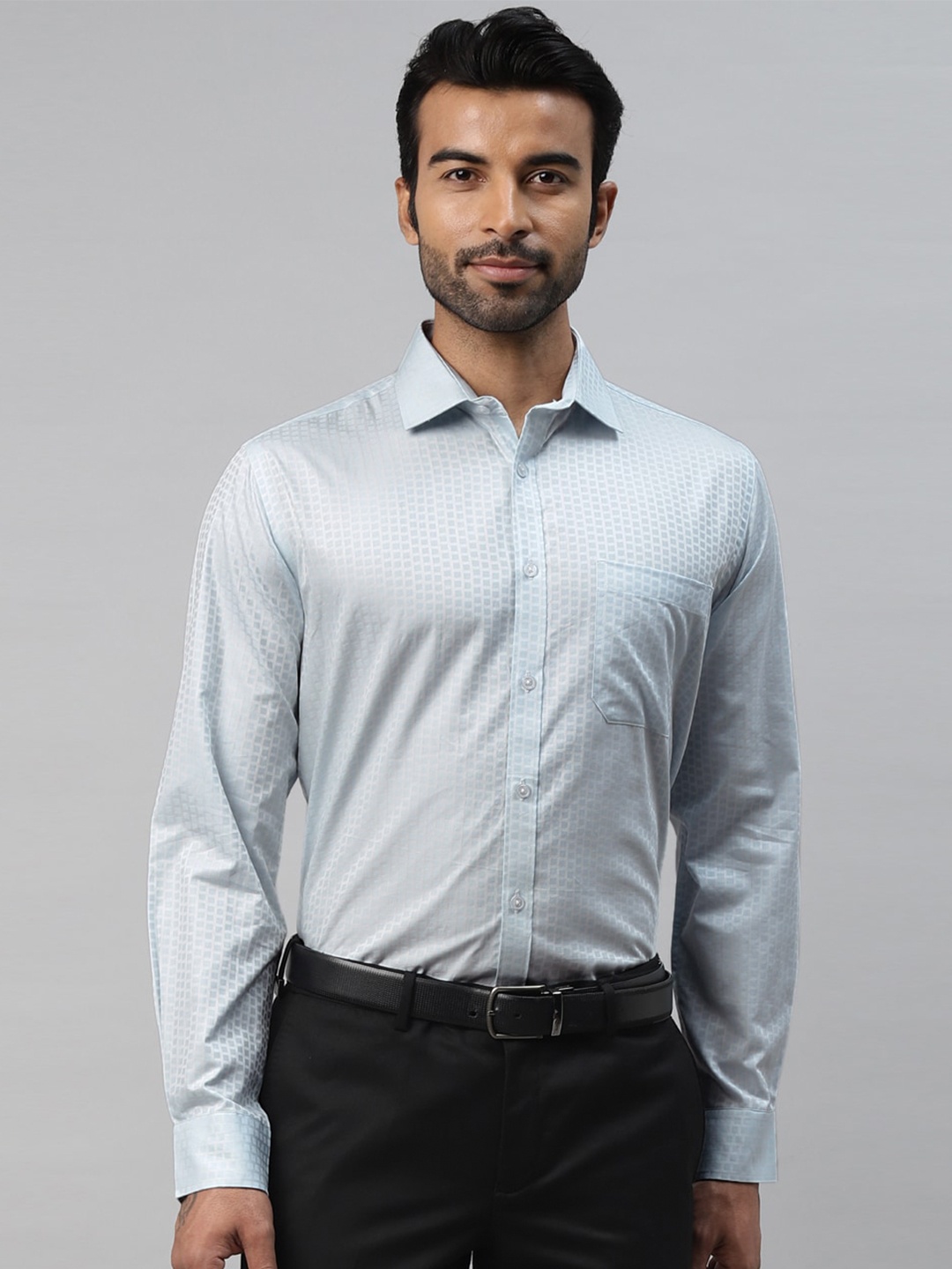

DON VINO Comfort Slim Fit Checked Cotton Formal Shirt, Blue