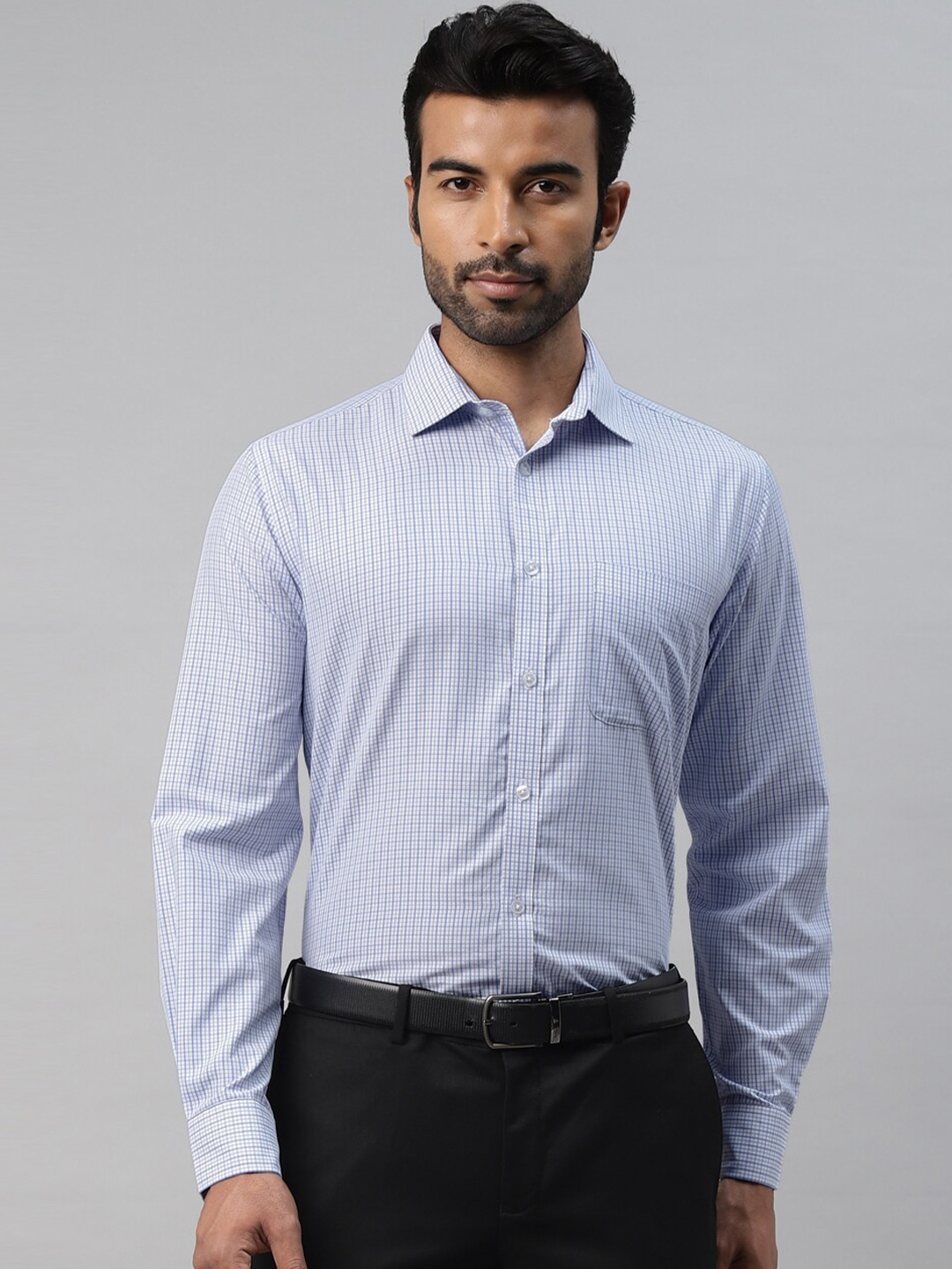 

DON VINO Comfort Slim Fit Checked Cotton Formal Shirt, Blue