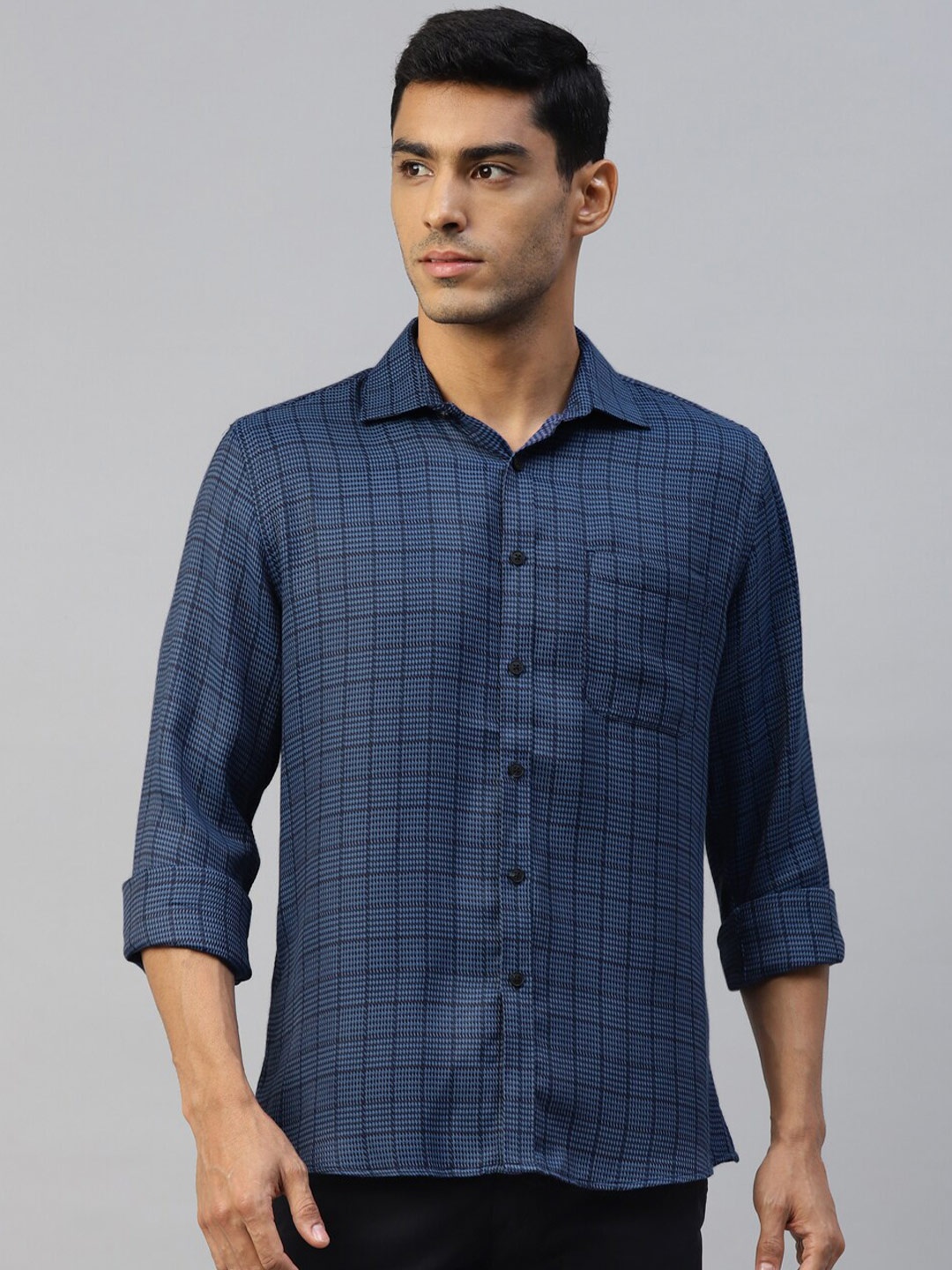

DON VINO Comfort Slim Fit Geometric Printed Cotton Casual Shirt, Blue