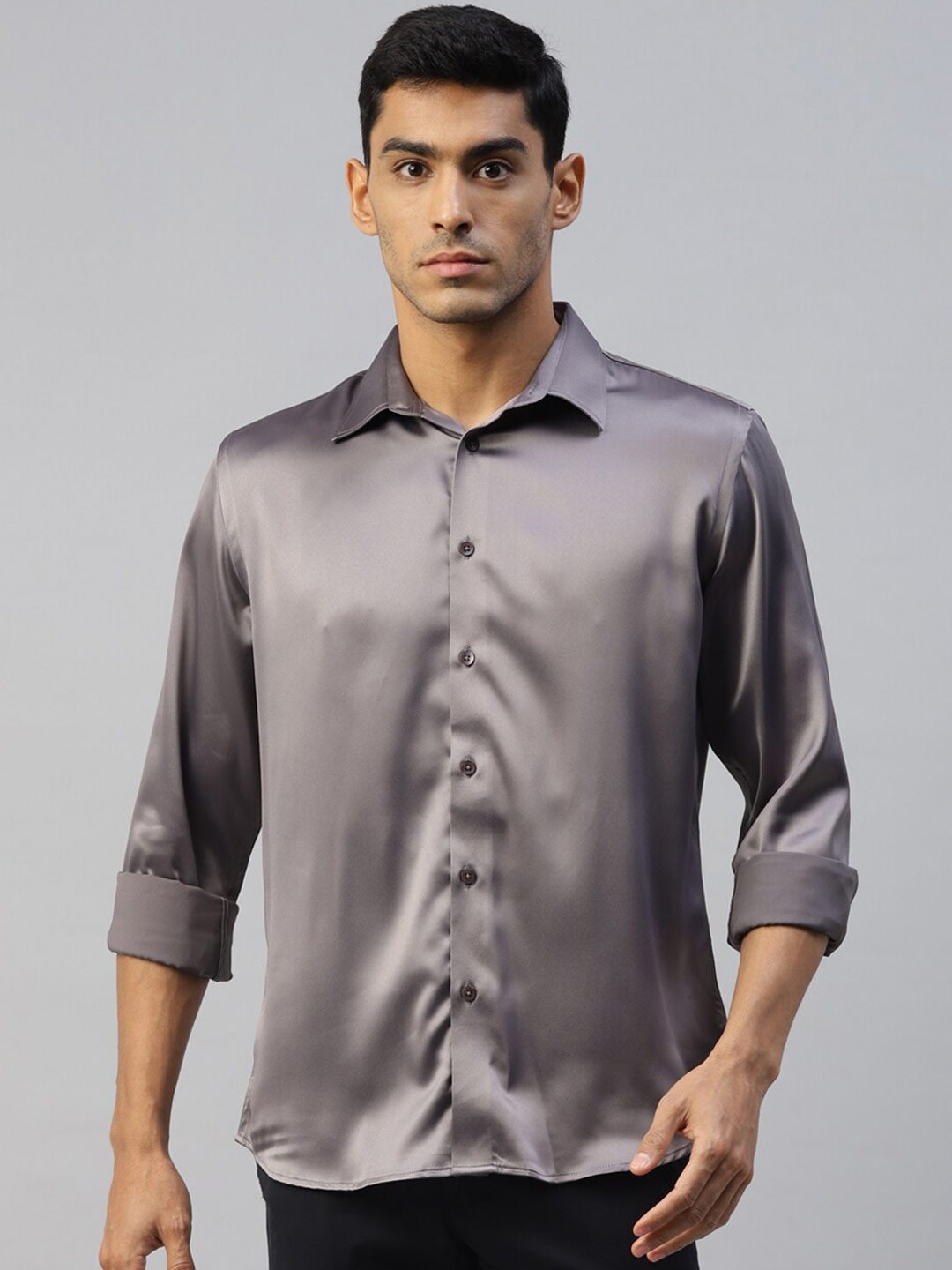 

DON VINO Comfort Slim Fit Spread Collar Cotton Casual Shirt, Grey