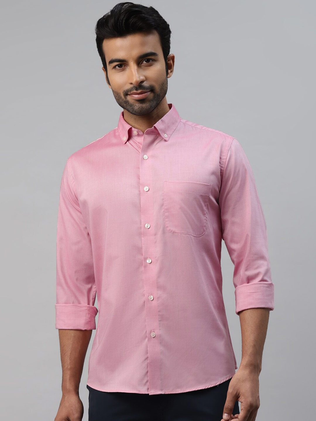 

DON VINO Comfort Regular Fit Opaque Cotton Casual Shirt, Pink