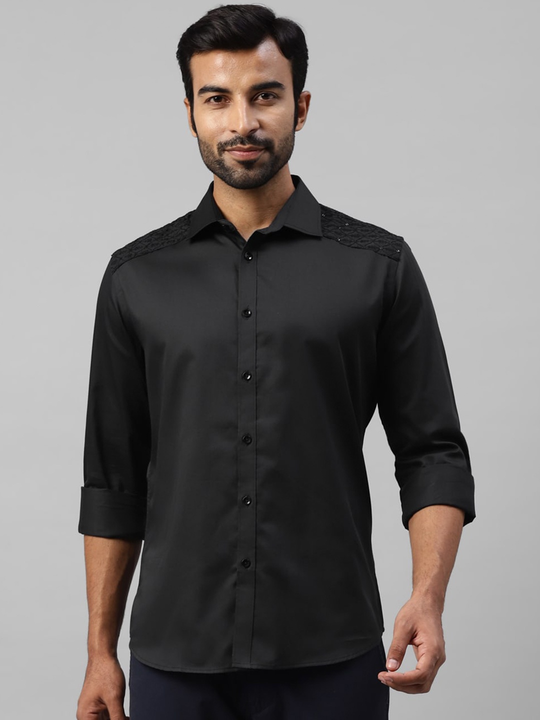 

DON VINO Comfort Opaque Cotton Party Shirt, Black