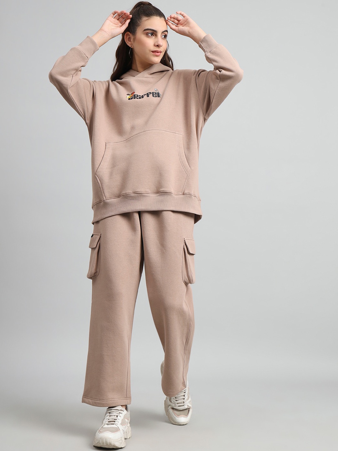 

GRIFFEL Printed Hooded Fleece Tracksuits, Cream