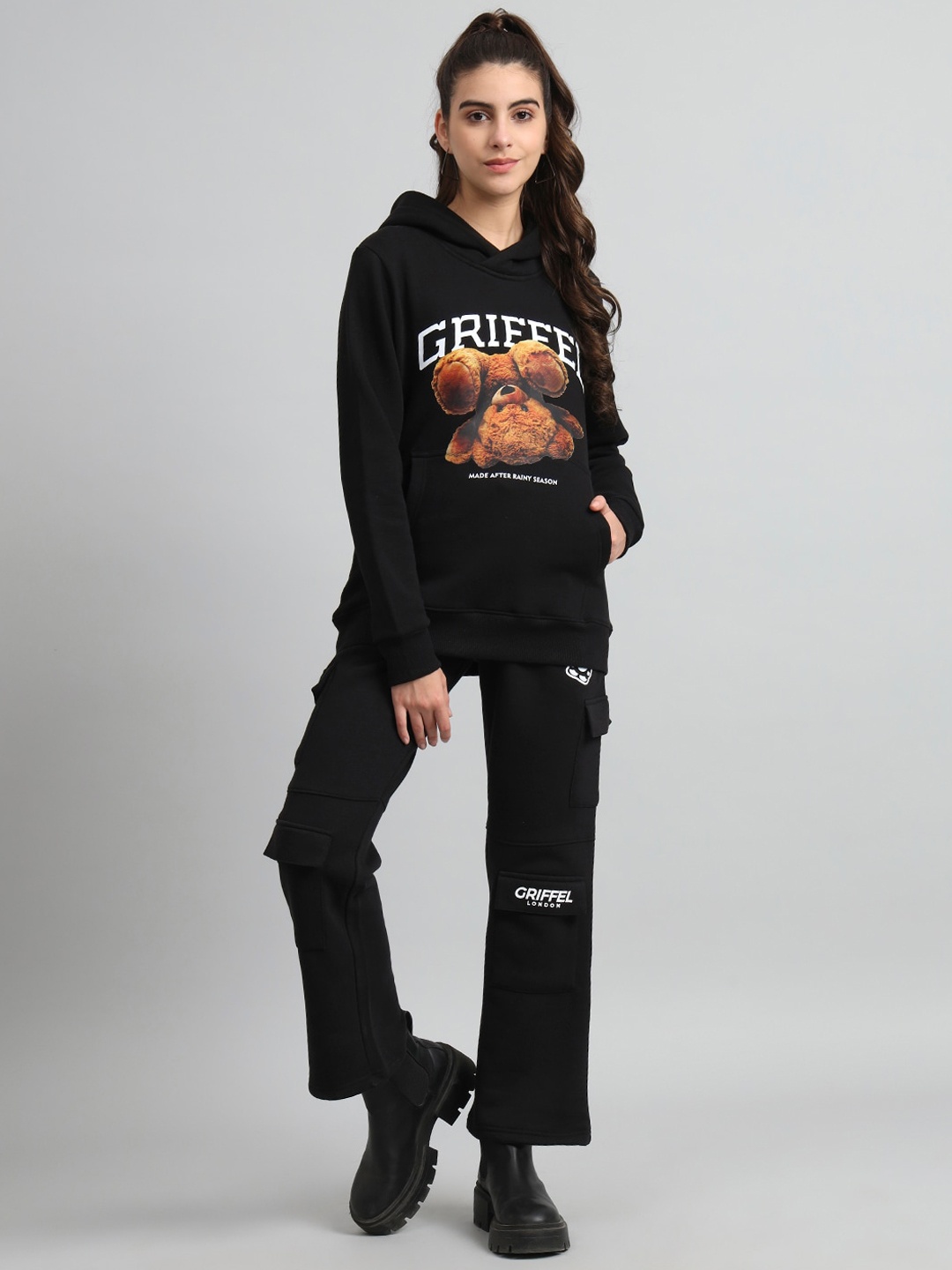 

GRIFFEL Printed Hooded Tracksuits, Black