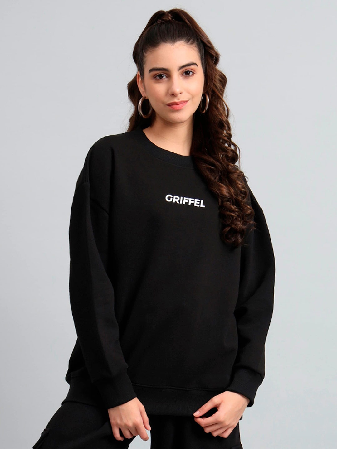 

GRIFFEL Typography Printed Fleece Sweatshirt, Black