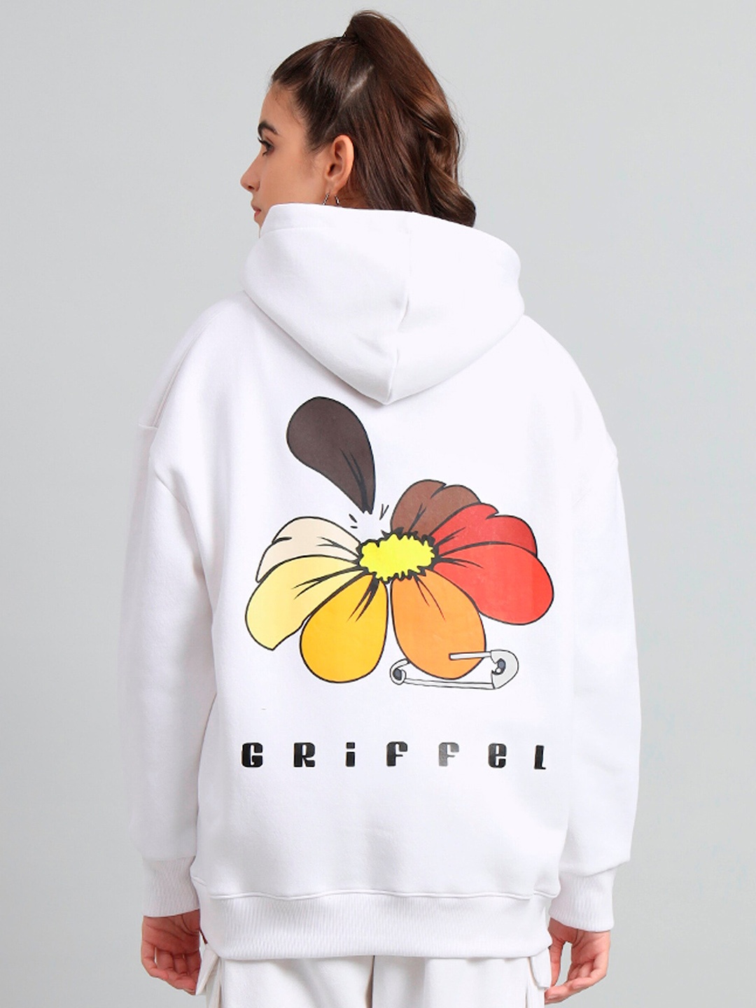 

GRIFFEL Graphic Printed Hooded Pullover, White