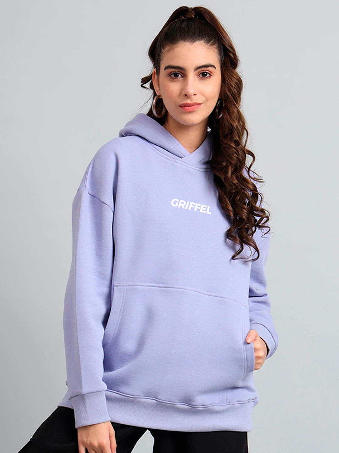 

GRIFFEL Hooded Fleece Pullover Sweatshirt, Purple