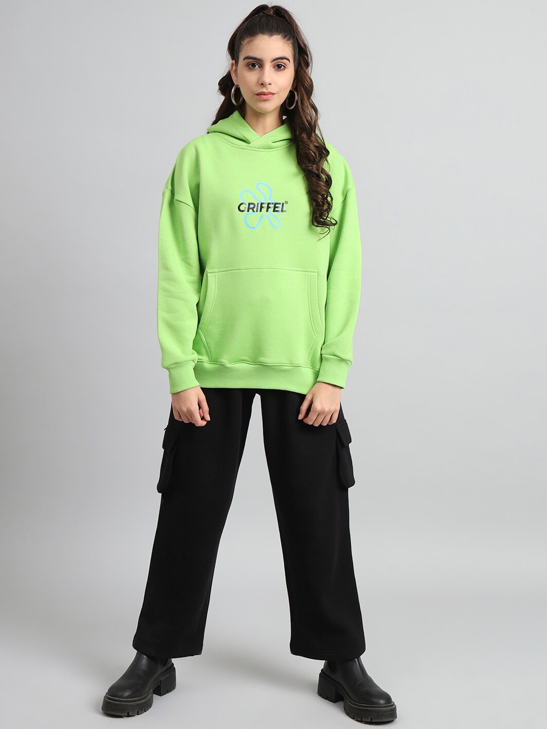 

GRIFFEL Typography Printed Hooded Fleece Tracksuits, Green