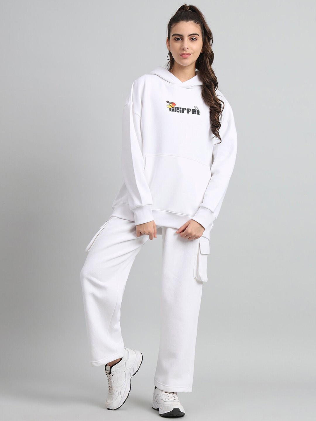 

GRIFFEL Printed Hooded Pullover With Cargos, White