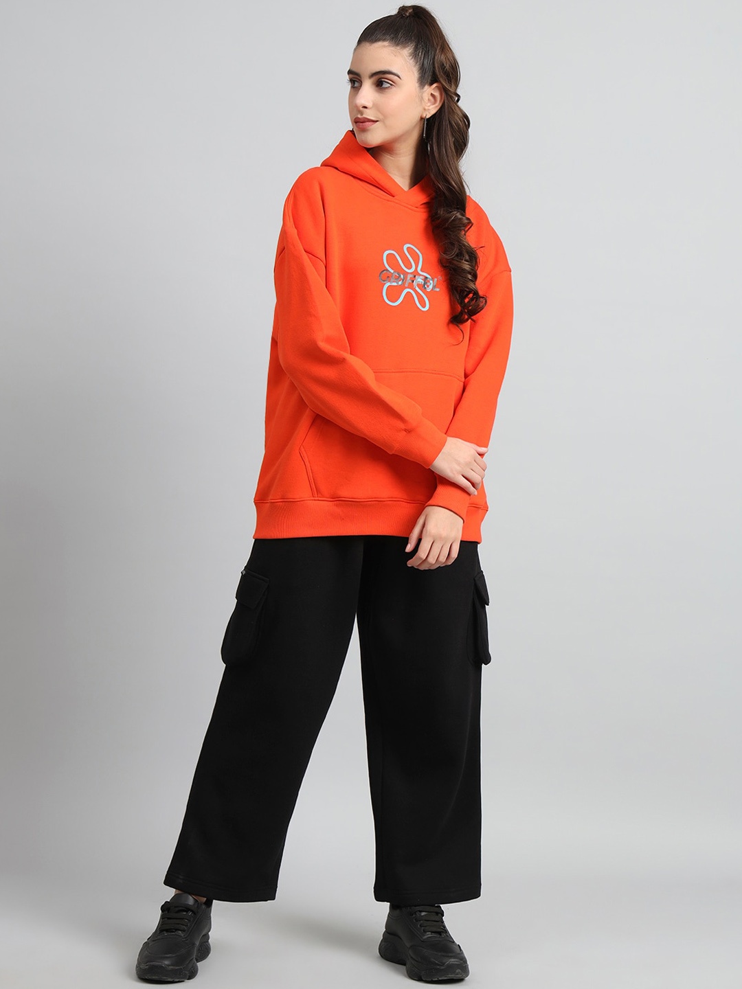 

GRIFFEL Typography Printed Sweatshirt With Trouser, Orange
