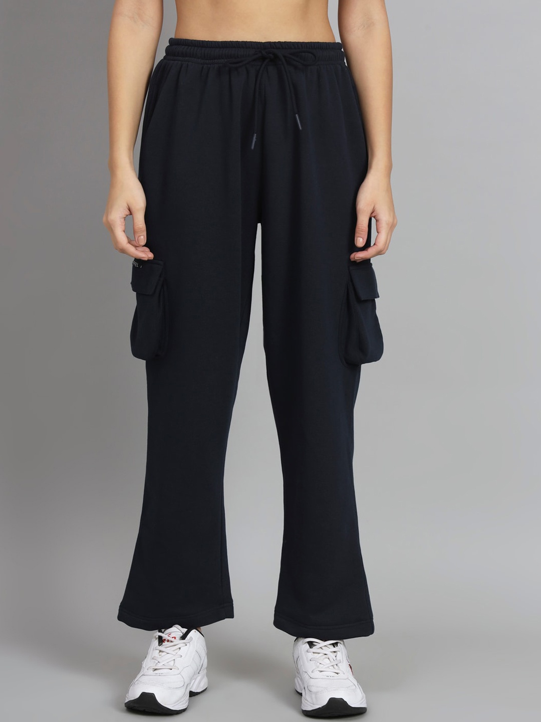 

GRIFFEL Women Straight Fit Fleece Track Pants, Navy blue
