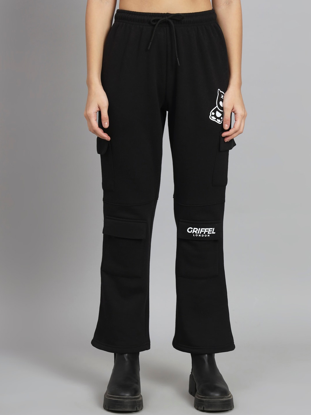 

GRIFFEL Women Bootcut Fleece Track Pants, Black