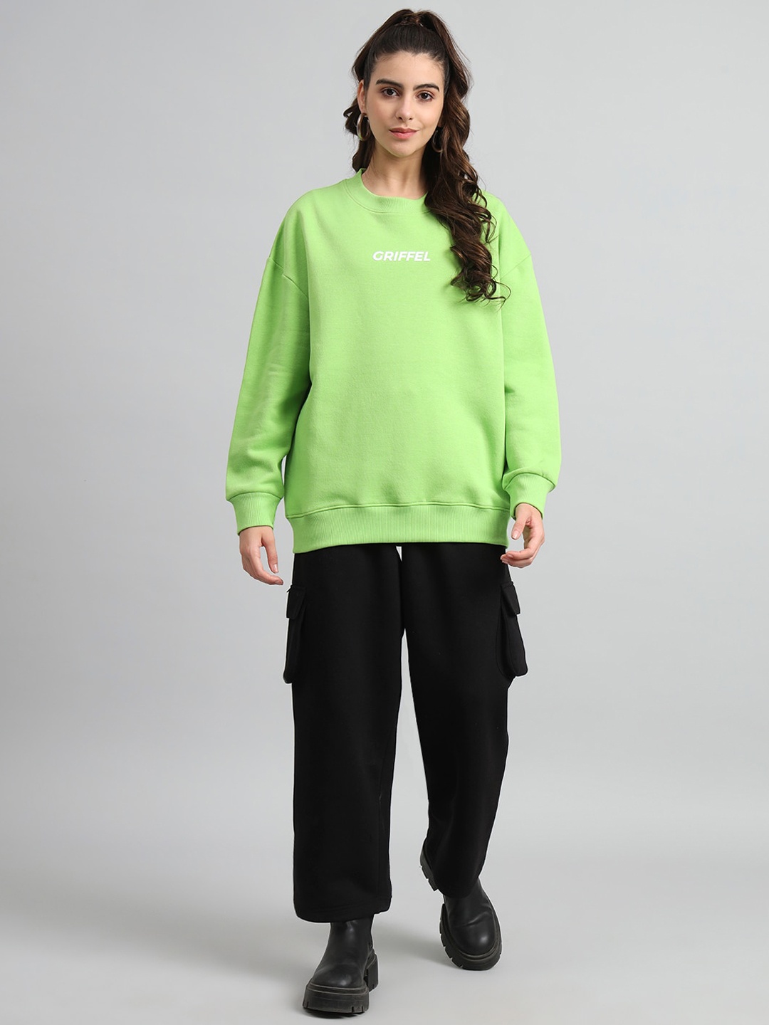 

GRIFFEL Typography Printed Fleece Tracksuit, Green