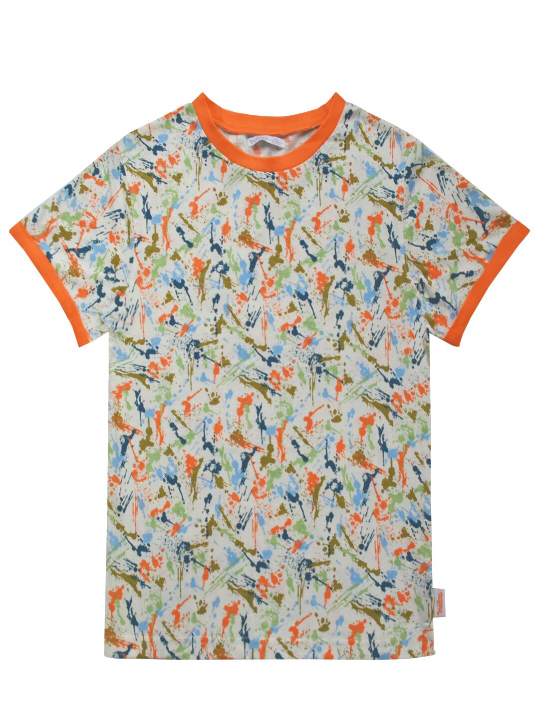

milou Boys Abstract Printed Round Neck Cotton T-shirt, Beige