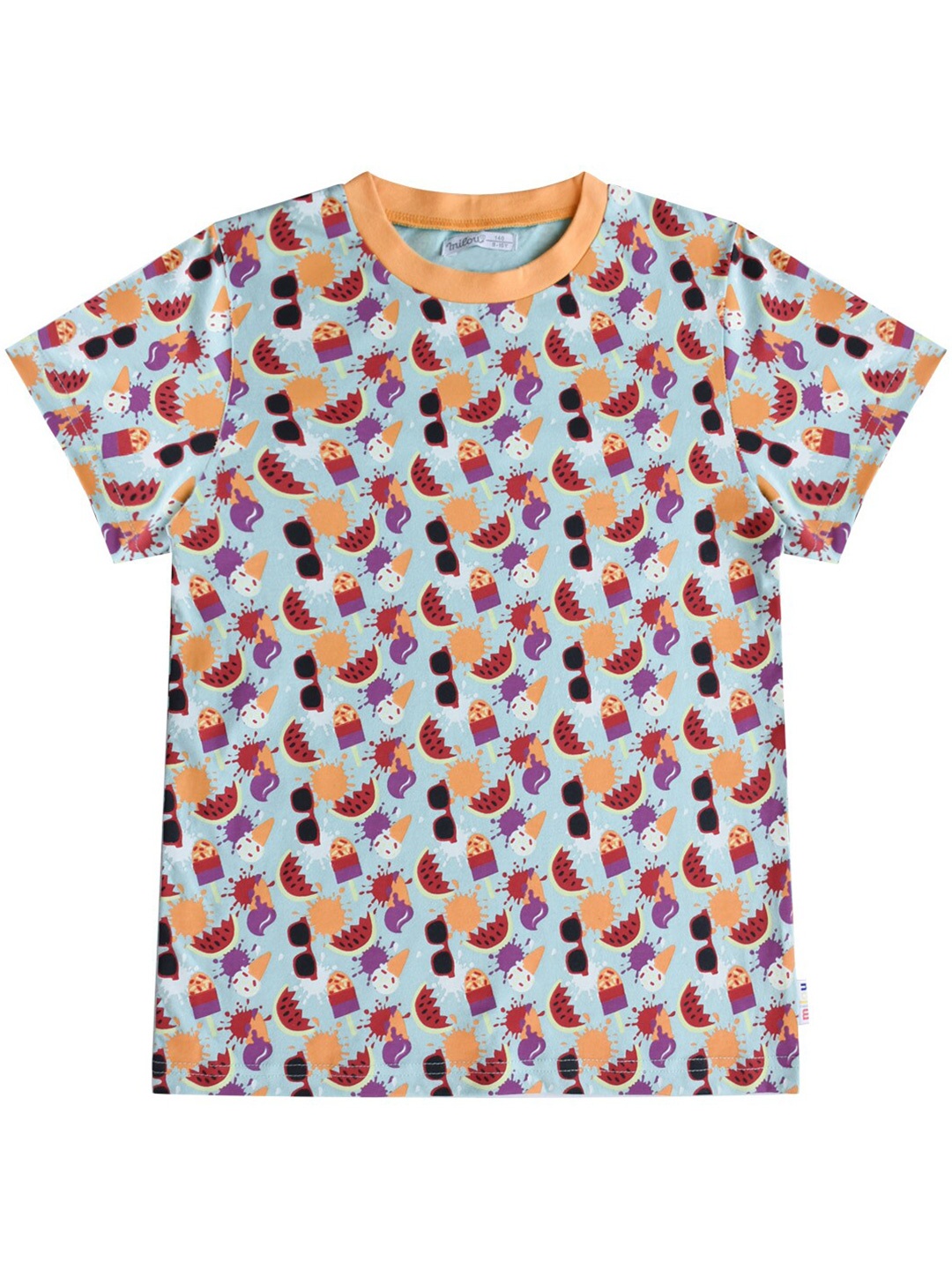 

milou Boys Conversational Printed Round Neck Cotton T-shirt, Blue