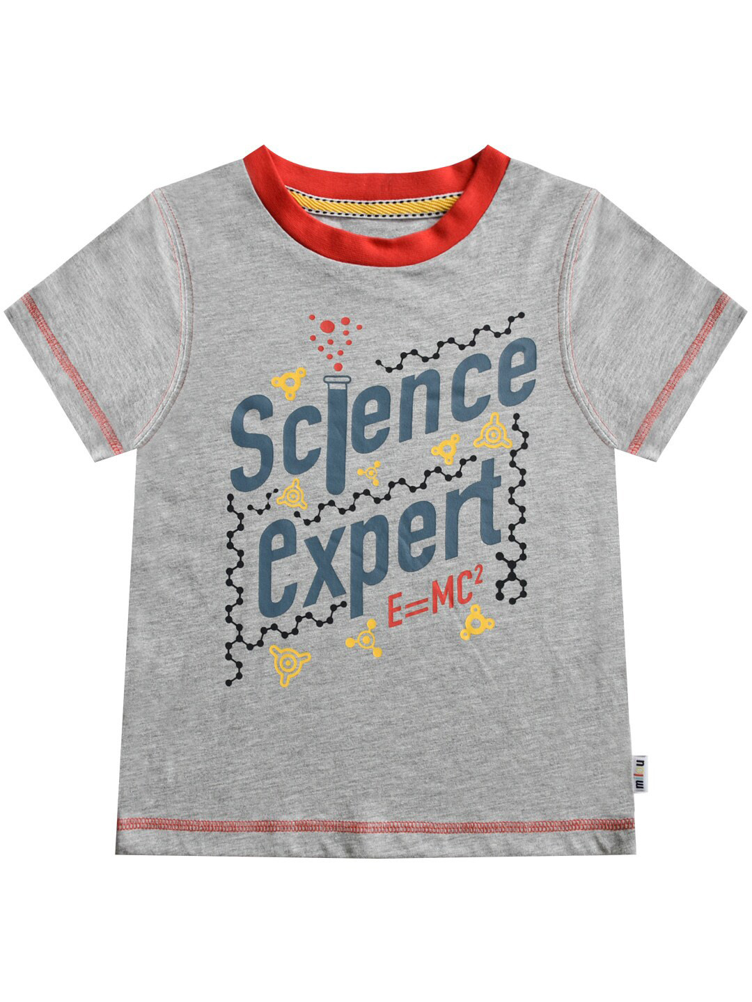 

milou Boys Typography Printed Round Neck Cotton T-shirt, Grey