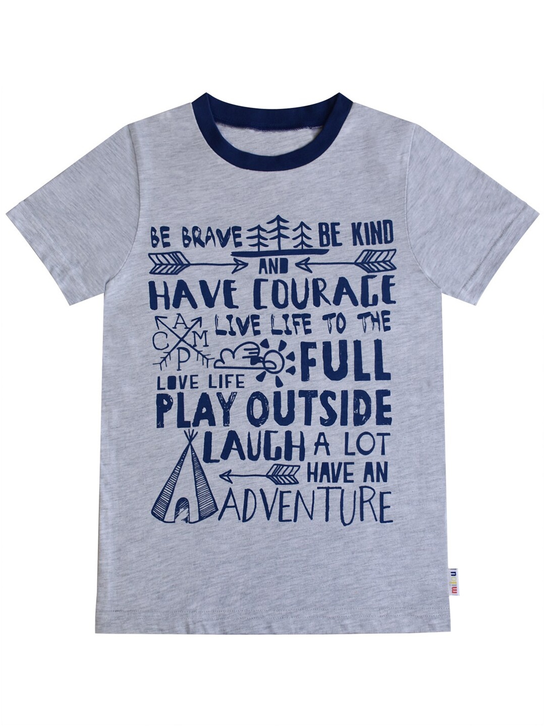 

milou Boys Typography Printed Round Neck Cotton T-shirt, Grey
