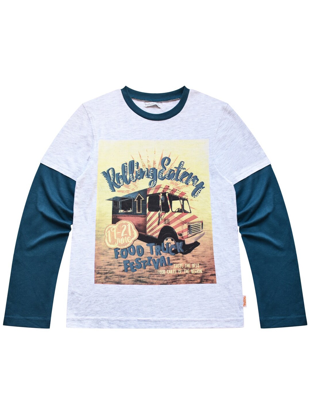 

milou Boys Graphic Printed Round Neck Cotton T-shirt, Grey