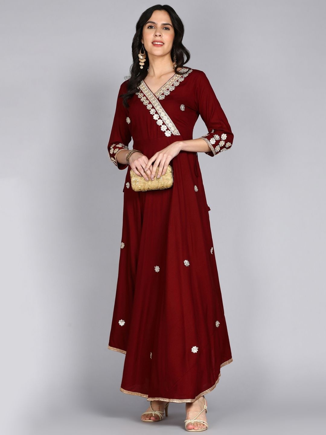 

ftDiva Embellished Gotta Patti Kurta, Maroon