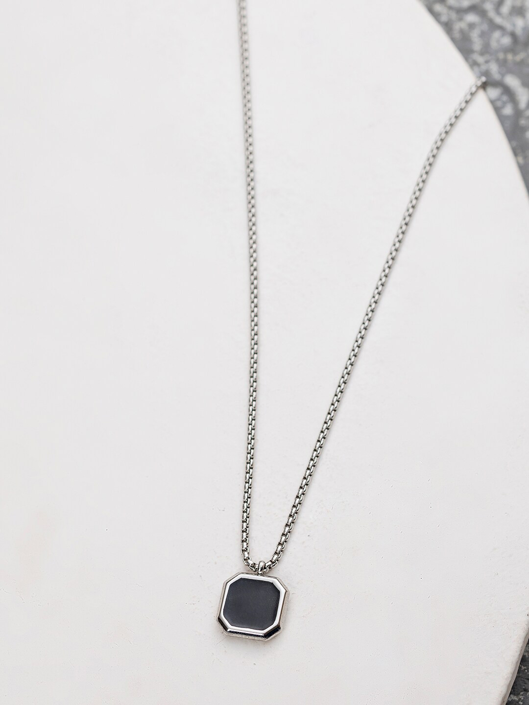 

WROGN Men Stainless Steel Pendant With Chain, Silver