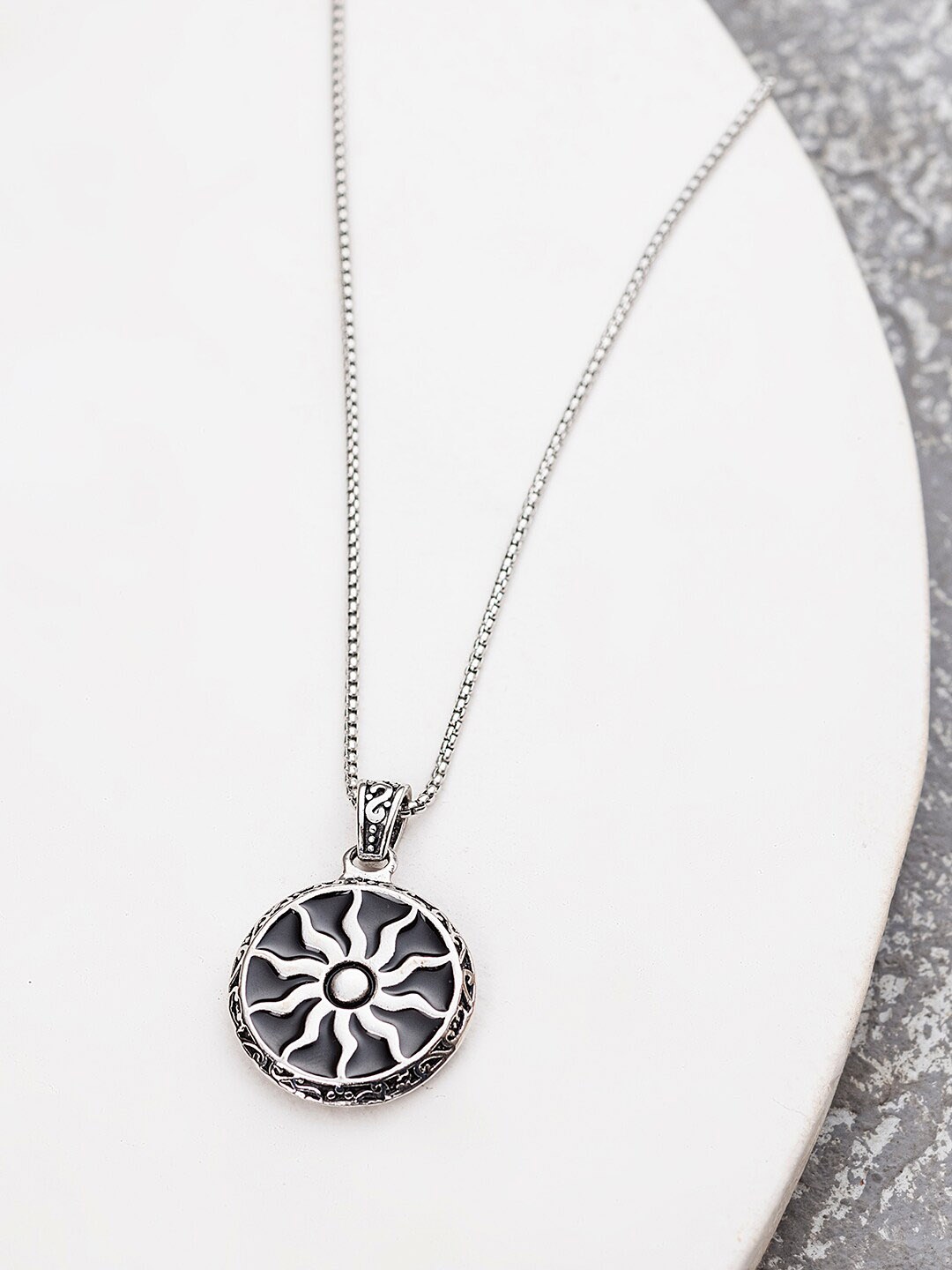 

WROGN Stainless Steel Pendant With Chain, Silver