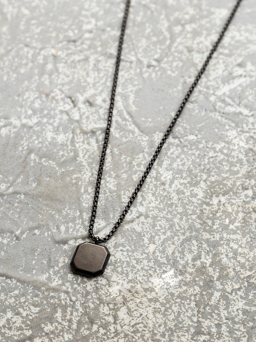 

WROGN Stainless Steel Pendant With Chain, Black