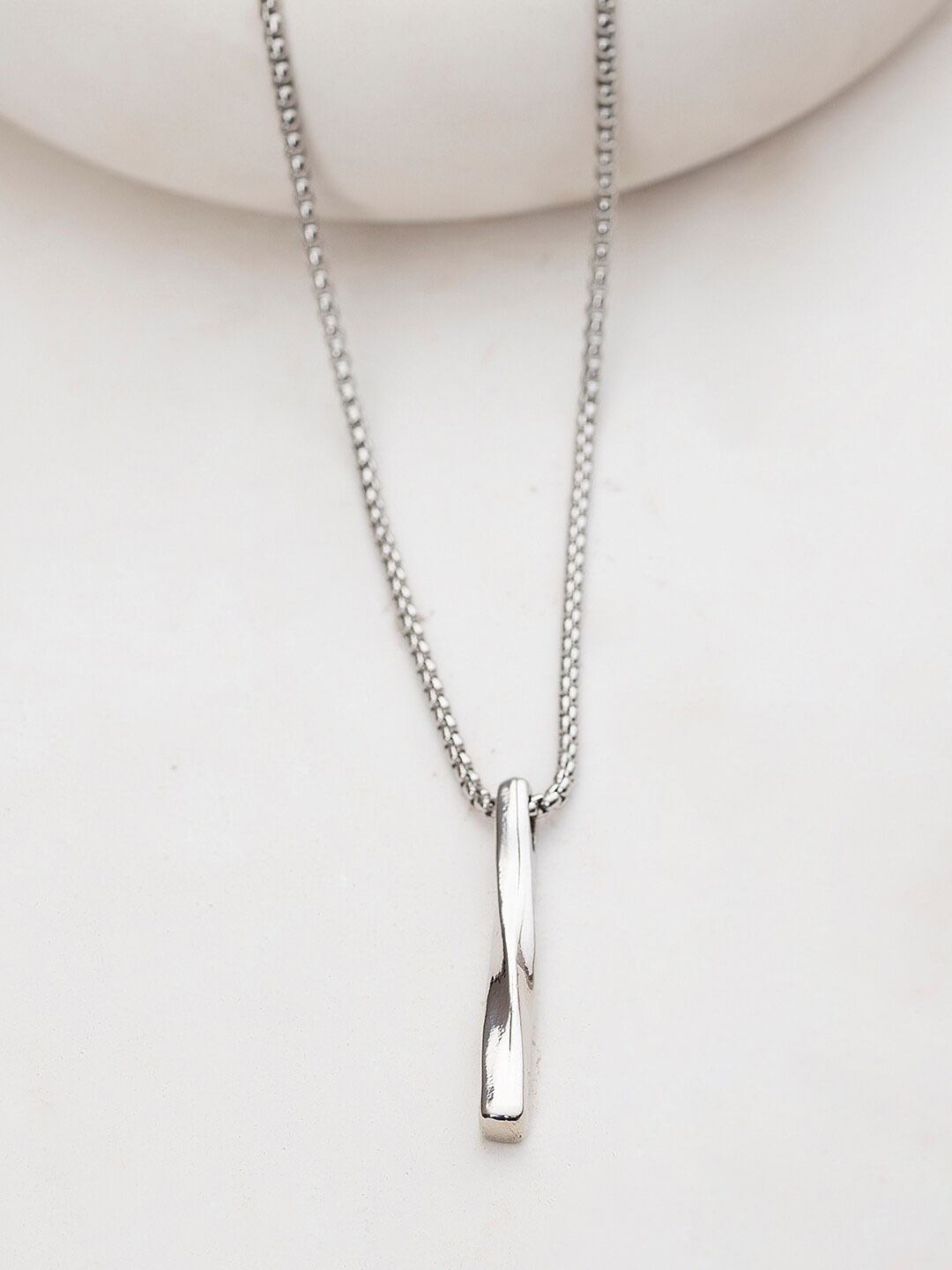 

WROGN Men Stainless Steel Pendant With Chain, Silver