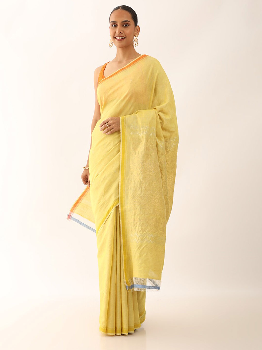 

Taneira Ethnic Motifs Woven Design Zari Pure Silk Saree, Yellow