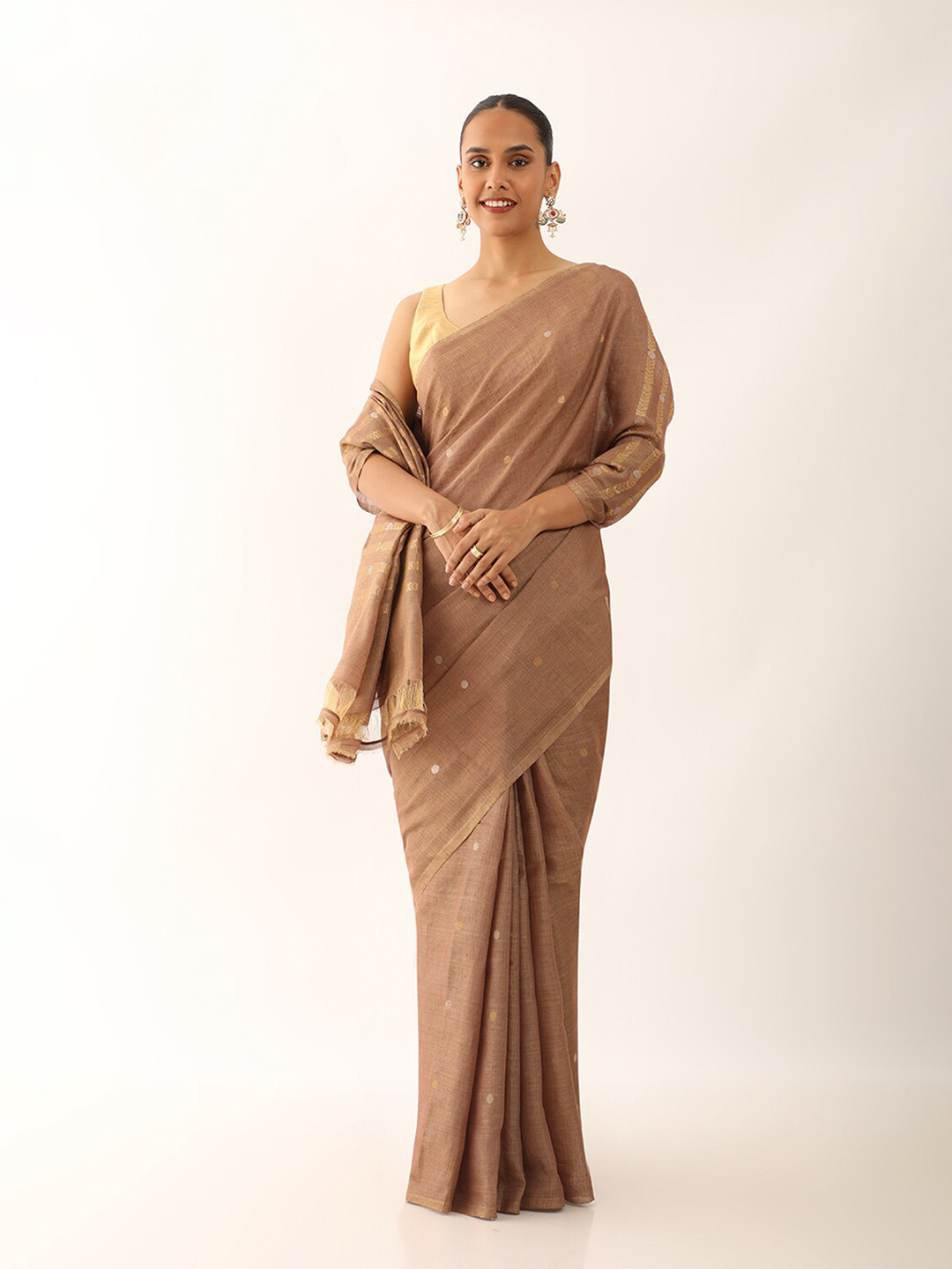 

Taneira Ethnic Motifs Woven Design Zari Pure Silk Saree, Brown