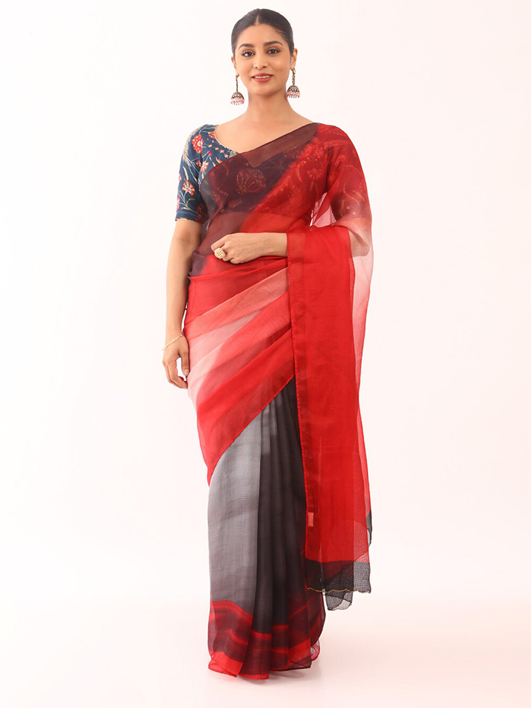 

Taneira Ombre Pure Silk Saree, Red