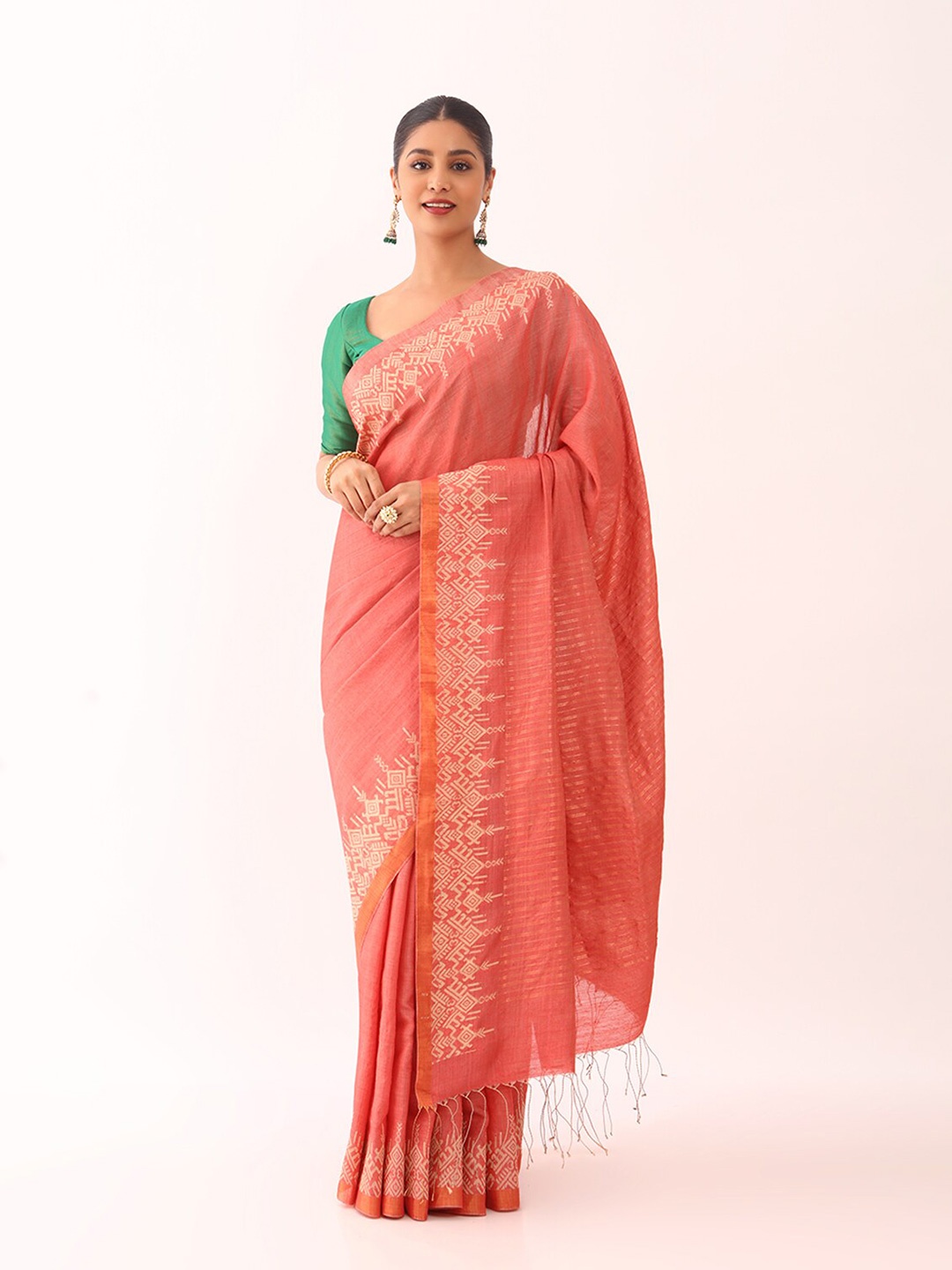 

Taneira Zari Pure Silk Saree, Orange