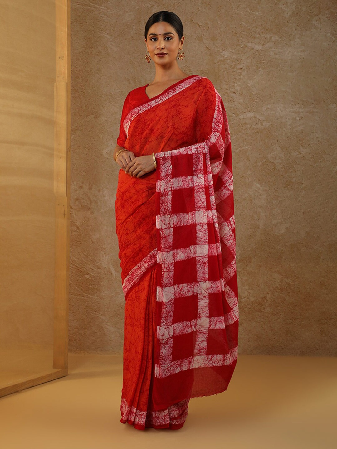 

Taneira Abstract Printed Pure Cotton Saree, Orange