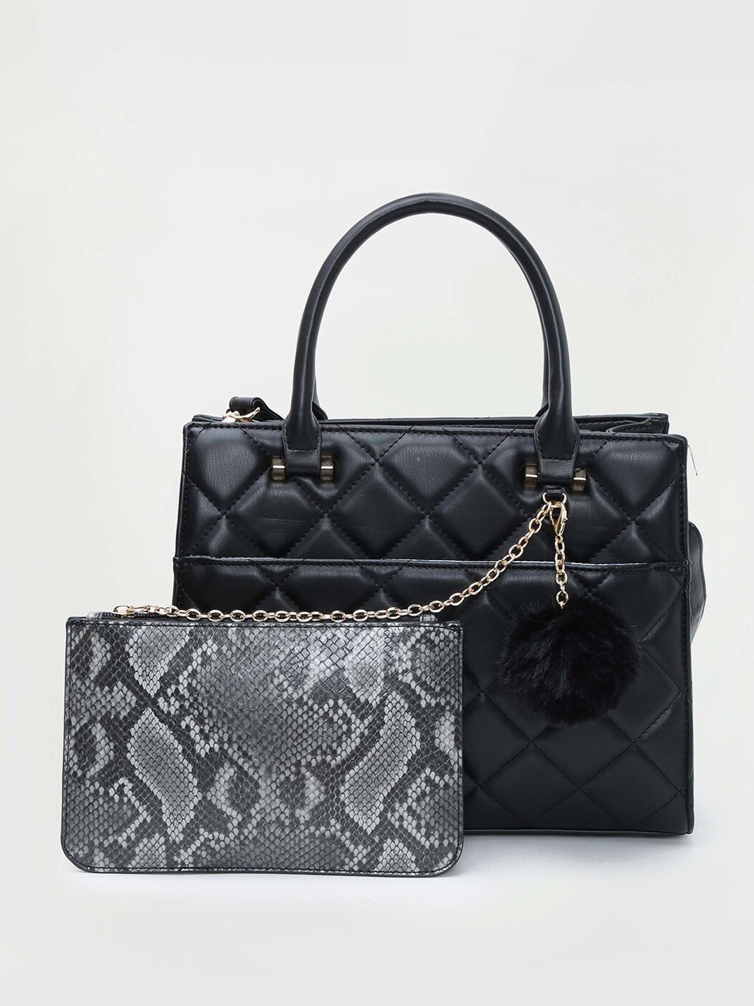 

CODE by Lifestyle Textured Structured Handheld Bag, Black
