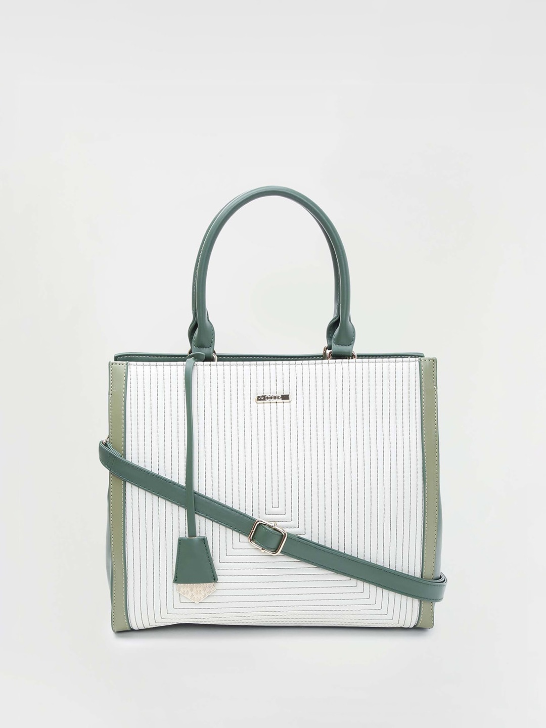 

CODE by Lifestyle Striped Structured Handheld Bag, White
